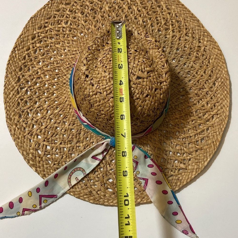 VTG, Chic Straw Hawaiian Unisex Hat With Colorful Scarf - Picture 4 of 11